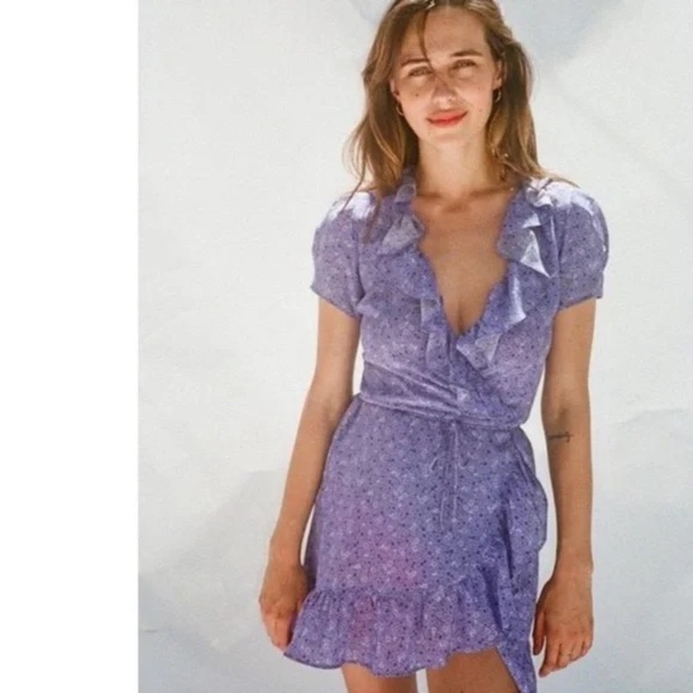 Realisation Par Purple Ruffled Wrap Sundress